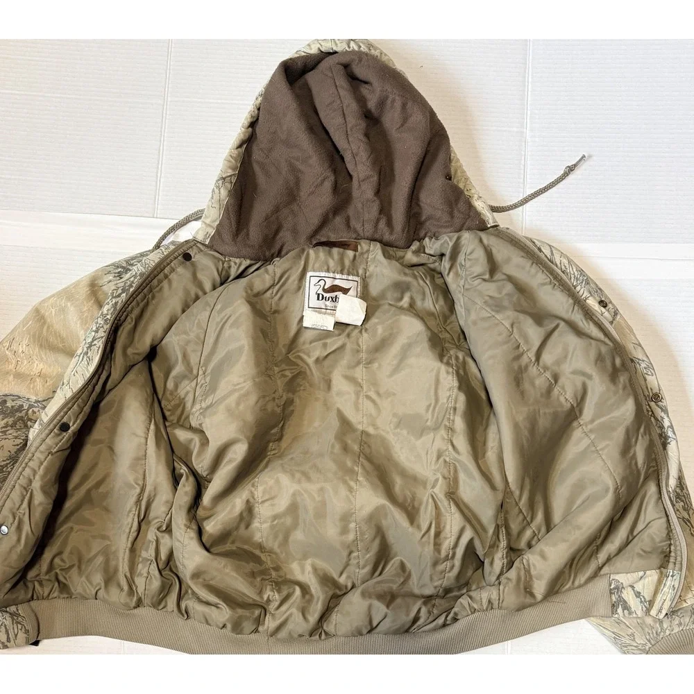 DUXBAK - Men's Hunting Jacket - Prairie Ghost Camo Insulated Hooded Bomber Large